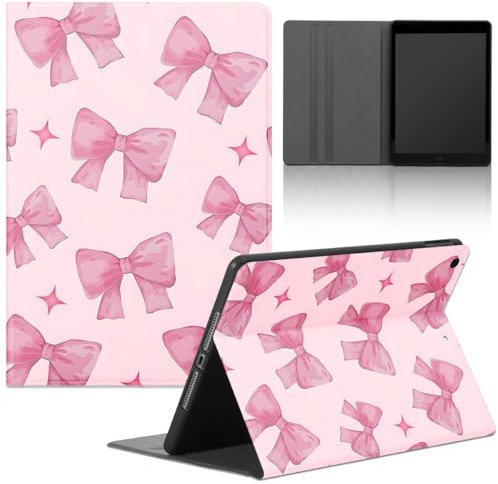 Stradvnaly Tablet Coque pour Amazon Fire HD 8 Tablet 10,1(2018, 2017, 2016, 8,/7,/6, Generation),Mignon Ruban Etoile Rose Modèle Housse de Anti-Collision Protection en Cuir PU Flip Support Cover