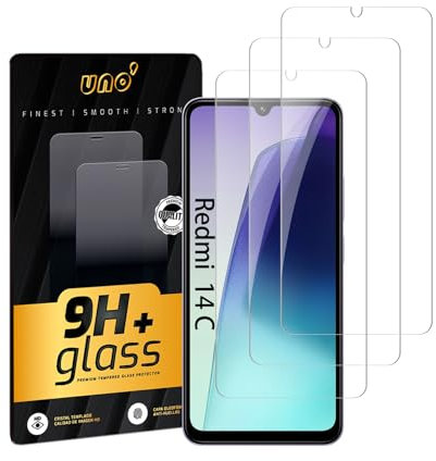 Uno' Lot de 3 protections d'écran en verre trempé pour Xiaomi Redmi 14C/14R, Redmi A3 Pro (6,88) en verre trempé anti-rayures, ultra résistant, dureté 9H, anti-rayures, anti-traces de doigts, haute