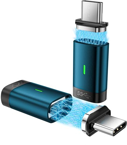 100W PD Magnet USB-C Adapter 2.0, Tiefblau, 2 Stück | 40 Gbit/s Datenübertragung, 24 Pin Magnetischer Stecker, für MacBook Laptop Tablet Handy