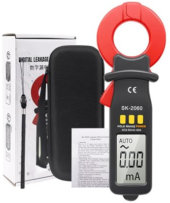 FTVOGUE Pinza Amperometrica Digitale AC DC Misuratore di Dispersione di Corrente Gamma 60A Auto Range Microamp Pinza Amperometrica con Apertura Ganascia da 30 Mm per Misurazioni Elettriche (SK-2060
