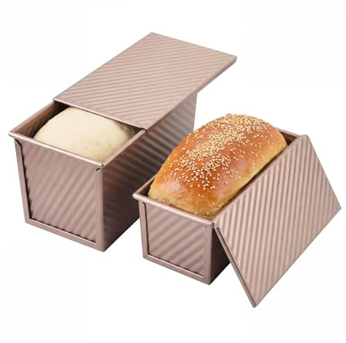 OTraki 2PCS Toastbrot Backform Set Mit Deckel, Toast Brot Backform Set Klein (19 X 9,5 X 8 Cm) Und Groß (21 X 11,5 X 11 Cm), Brotbackform Kasten Antihaft Brot Toastform Für Toastbrot