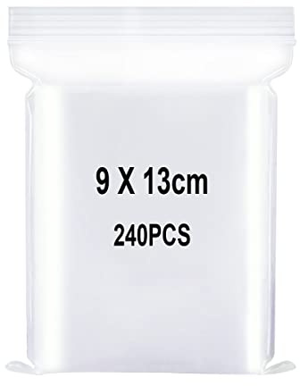 Sachets Plastique Transparents Refermables, Sac Scellé, Sac de Rangement, Sac de à Fermeture, S'appliquent aux Composants Électroniques, Stockage de Bijoux etc. 9x13cm 240pièces