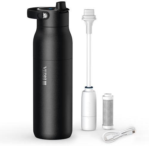 BRITA LARQ iQ Digitale Edelstahl Trinkflasche mit Wasserfilter (1000 ml)