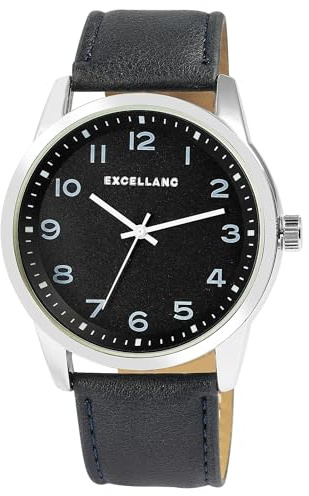 Excellanc Herren Armbanduhr aus Kunstleder in Blau, in Einer Länge von 26 cm, Klassisches Design für jeden Mann