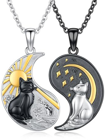 ZIPPICE Yin Yang halsband 925 sterlingsilver Yin Yang katt hänge kedja partnerkedja för dig och honom vänskapskedja smycken presenter för kvinnor män par