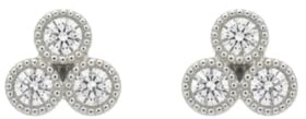 Drei Zirkonia Ohrstecker Rund 925 Sterling Silber Damen Ohrringe vergoldet filigran elegant minimalistisch nickelfrei Geschenk Damenohrringe