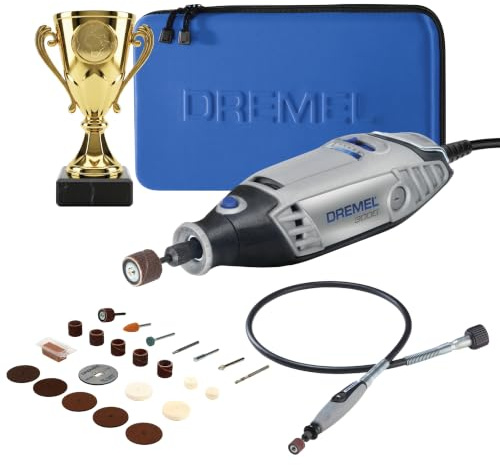 Dremel 3000 Corded Rotary Tool Limited Kit, Engravable Trophy, Soft Case | Champion Edition with 25 Accessories, Soft Case, 5 Variable Speed setting for Cutting, Engraving, Sanding, Drilling