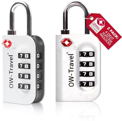 OW-Travel Zahlenschloss 4 Stellig Kofferschloss Vorhängeschloss Gepäckschloss Sicherheitsschloss Diebstahl Sicheres Lock TSA USA Schloss Zahlencode für Reise Koffer Spind Rucksack Luggage:2 Silber