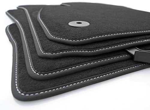 Fußmatten für Insignia A Premium Velours Matten (Ziernaht Weiß) Autoteppich 4-teilig Original klick Befestigung