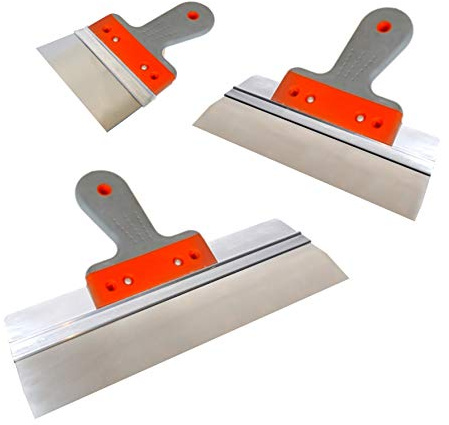 3 x Stainless Steel Taping Knife, Drywall Plastering Rendering Spatula, Filling Tools Set DIY 150, 250, 350mm