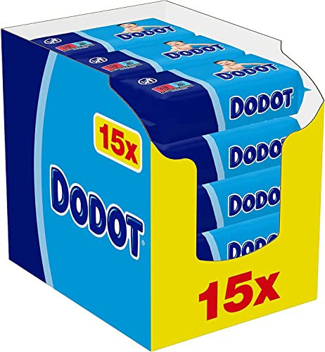 Dodot Lingettes pour bébé, 960 lingettes, 15 paquets (15 x 64), nettoyage et hydratation à chaque passage