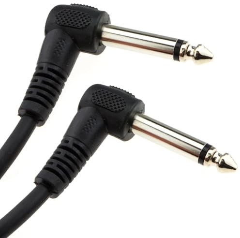 kenable 6.35mm Right Angle Jack Guitar Cable Mono Instrument Lead for Keyboards Synths Audio Equipment Black 6m