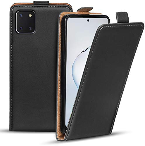 Verco Flip Cover für Samsung Galaxy Note 10 Lite Case, Flipstyle Schutzhülle für Samsung Note 10 Lite Hülle Kunstleder Tasche vertikal klappbare Handyhülle, Schwarz