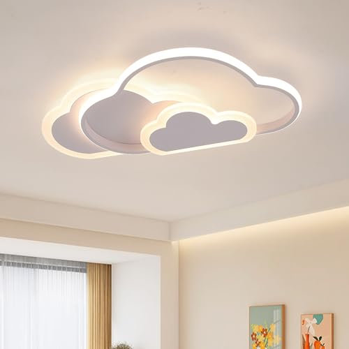 minifair Kreative Wolkenform Deckenleuchte mit Fernbedienung Dimmbar, Acryl Deckenleuchte Unterputz für Wohnzimmer Schlafzimmer Flur und Kinderzimmer, 52 cm (20,5 in) 42W, Weiß