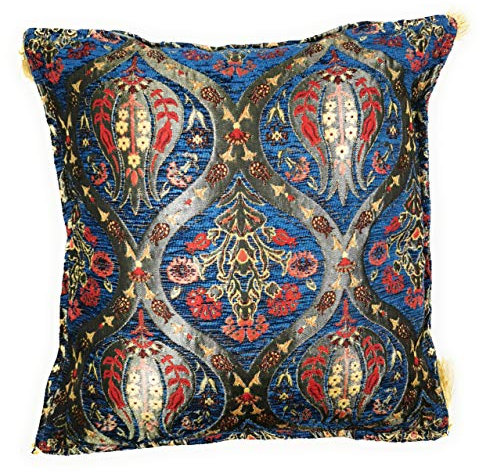 Agas Own Cord Weiches Massiv Dekorativen Quadratisch Überwurf Orient Orientalisches Kissenbezüge Kissen für Sofa Schlafzimmer Auto 18x18, 45 x 45 cm (Blau Floral)