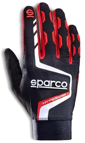 Sparco HYPERGRIP+ Gloves T 10 Black/RED, Mehrfarbig, 42/50 EU