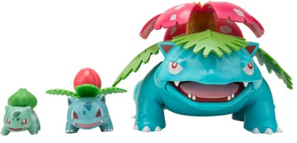 Pokémon PKW2775 Select Evolution 3er-Pack – 2 Bulbasauren, 3 Ivysaurier und 30,5 cm Venusaur-Kampffiguren, Mehrfarbig
