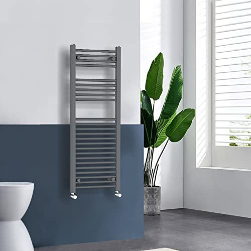 Warmehaus Gerader beheizter Handtuchhalter, Anthrazit, 1200 x 450 mm, Grau, Badezimmerleiter, Handtuchwärmer für Badezimmer und Küche
