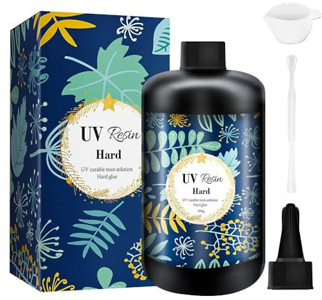Resina UV dura transparente fórmula mejorada ultravioleta de curado rápido para hacer joyas, decoración de manualidades, pegamento transparente duro y solar, resina activada por luz solar (500 g)