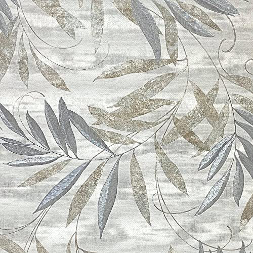 Arthouse Luxury Leaf Natural Grey Wallpaper 299300 - Heavyweight Vinyl