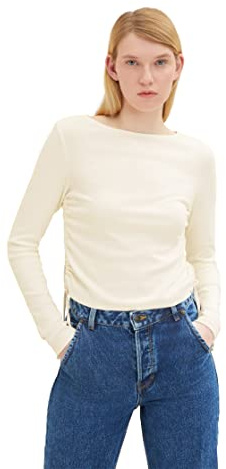 TOM TAILOR Denim Damen Langarmshirt mit Raffung