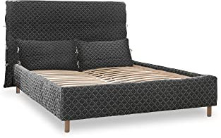 MIUFORM Sleepy Luna Bett mit Lattenrost 180x200 | Polsterbett Bettgestell Bettrahmen | Holzfüße Dreidimensionale Polsterung (Grau)