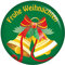 Kiwikatze Button Frohe Weihnachten Glocken 37 mm Ansteckbutton Geschenkanhänger zu Weihnachten an Geschenkpapier oder als Deko oder Mitbringsel