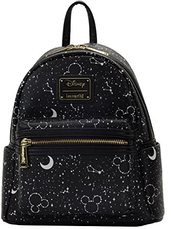 Loungefly Disney Mickey Constellation All Over Print Glow in the Dark Double Strap Shoulder Bag Purse, Schwarz