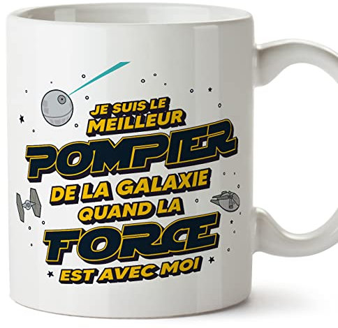 Mugffins Tasses pour POMPIER - En Français - Cadeau original pour POMPIER homme - Meilleur de Galaxie Quand Force Avec Moi - 11 oz / 330 ml