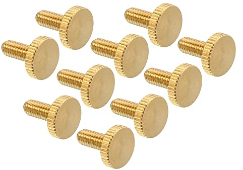 PATIKIL 10Pack M4x10mm Gerändelt Daumen Schrauben Flach Spitze Messing Schrauben Griffe Knöpfe Befestigungen mit Geraden Schultern für Retro Lampen Lichter