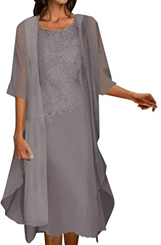 Damen Kleid Zweiteiler Mit Jacke Spitzenkleid Schöne Frauen Kleid Hochzeit Festliche Hochzeitskleid Elegant Zweiteiler Abendkleider Brautmutterkleider Hochzeitskleider für Gäste Ballkleid