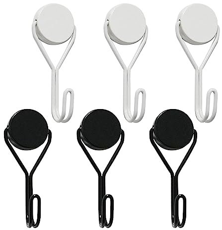Puedno 6 Stück Magnethaken Extra Stark 20mm Neodym Magnet Haken Drehbar hält 13KG Super Starker Magnet Haken Mit Haken für Küche Decke, Büro Kühlschränke Grill
