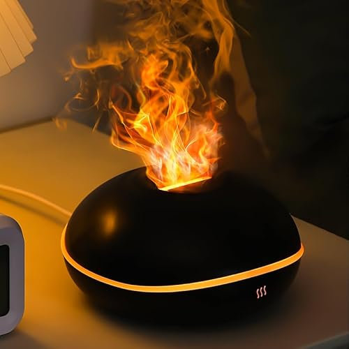 Flame Essential Oil Diffuser, 200ML Aromatherapy Diffusers for Home, 7 Color Flame Light Aroma Diffuser, Waterless Auto-Off Ultrasonic Air Humidifier for Home Bedroom Spa Office Yoga