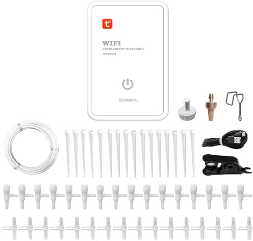 WANGCL Sistema de riego automático WiFi Smart Timer Waterer Control Remoto por aplicación Compatible con Tuya Smart Life para Plantas en macetas Balcón Flores Patio Plantas