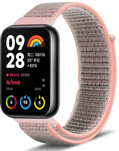 Niboow Cinturino per Xiaomi Smart Band 9 Pro/Xiaomi Smart Band 8 Pro, Ricambio Watch Band Sport Nylon Traspirante Leggero Cinturino per Xiaomi Redmi Watch 5 / Xiaomi Redmi Watch 4 - Rosa