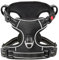 HEELE Hundegeschirr, Brustgeschirre für Hunde, Laufgeschirre Hund mit abschließbarem Schnappverschluss, einstellbare reflektierende Hundegeschirre, Offen am Hals, Anti Zug Dog Harness, Schwarz, L