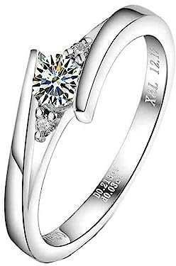 Damenring Breit, Damenring Platin Mode Labor Geschaffener Diamant 0.2ct Runde Form Trauringe Größe 60 (19.1) Pt900 Platin