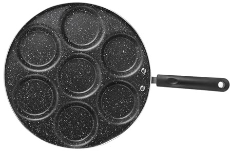 Cocoarm Poêle à Crêpes et Œufs en Aluminium 7 Trous, Antiadhésif, Poignée Résistante à la Chaleur