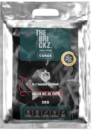 THEBRICKZ | Cubes | 2 kg für die Grillzubereitung | in 3 Sek. entflammt | Rauch- und Geruchsfrei