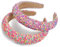 2 Stück Breiter Haarreifen Damen Glitzer, Haarreifen Mädchen, Bonbonfarbenes Haarband, Haarreif Damen, Glitzer Haarreif Rosa, Haarreifens Breit, Breites Haarband Schminken, für Frauen Mädchen