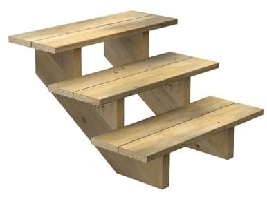 DECKLINEA Escalier Exterieur Bois - 3 Marches - Largeur : 80 cm - Marches découpables - sans Contremarches - Pin du Nord - Traité Autoclave - Kit de Fixation fournis
