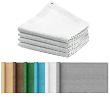 Sonnensegel inkl Befestigungsseile 2.3 x 3.3 m Rechteckig Sonnenschutz Netz mit Ösen UV Schutz Wetterbeständig Ohne Bohren für Balkon Garten, Weiß