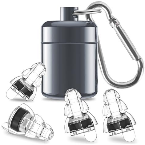 Adorila 2 Paar Ohrstöpsel Konzert, Gehörschutz Ohrstöpsel mit Aluminium-Tragetasche für Musiker, Festival, Schlagzeuger, Raves-Party (Grau)