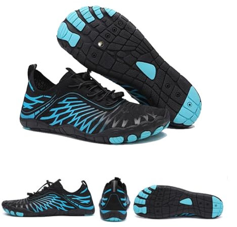 DMJHJY Chaussures de Mise à la Terre avec cuivre, Chaussures Pieds Nus Tout Autour de la Terre Femmes Hommes, Chaussures de randonnée-Course de Trail imperméable (Bleu,41)