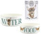 Chihuahua Pet Bowls & Treats Canister Set - Painted Dog Portraits by Rhiannon Chauncey - White Ceramic Food & Water Dishes and Clip-Lid Tinplate Canister For Dogs (Set of 3)