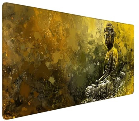 Waxonle Gaming Mouse Pad Mouse Mat 700 x 300 x 3mm, Extra Large Mousepad Non-Slip Rubber Base Computer Keyboard Mat for Gaming, MacBook, PC, Laptop, Desk (Blue, Zen Statue) Large Gaming Mouse Pad Y-5