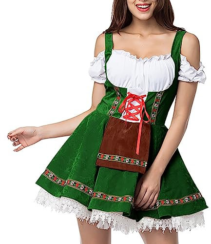 Dirndl Damen Sexy Dirndlkleid Anime Maid Dress Halloween Kostüm Damen Oktoberfest Trachtenkleid Mittelalter Kleidung Hausmädchen Cosplay Outfits Faschingskostüme Karneval Party Dienstmädchen Kostüm