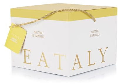 EATALY – Panettone al Limoncello – 1kg – Lavorato a Mano Singolarmente – Dolce Natalizio Soffice a Lievitazione Naturale – Senza Uvetta – Confezione Regalo Elegante Firmata Eataly