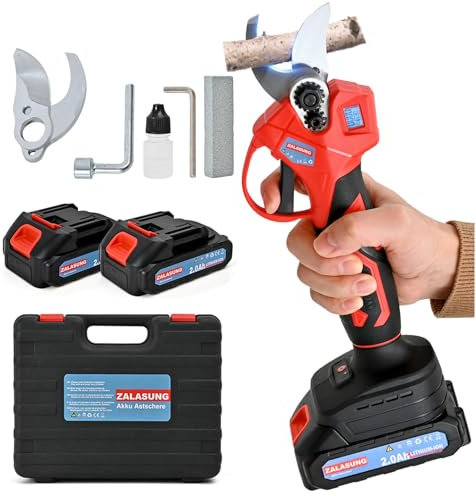 Sécateur électrique sans fil - 21 V - Compatible avec batteries Makita BL - Avec 2 batteries de 2,0 Ah - 35 mm - Moteur sans balais - Avec interrupteur de sécurité et compteur de coupe