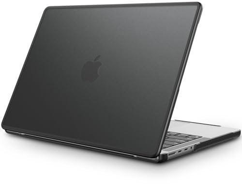 Fintie Hülle Kompatibel mit MacBook Pro 14 Zoll M5 M4 M3 M2 M1 Pro/Max (2025-2021) A3434 A3112 A3401 A3185 A2992 A2918 A2779 A2442, TPU Rand and Matt Hartschale Schutzhülle Hülle, Schwarz